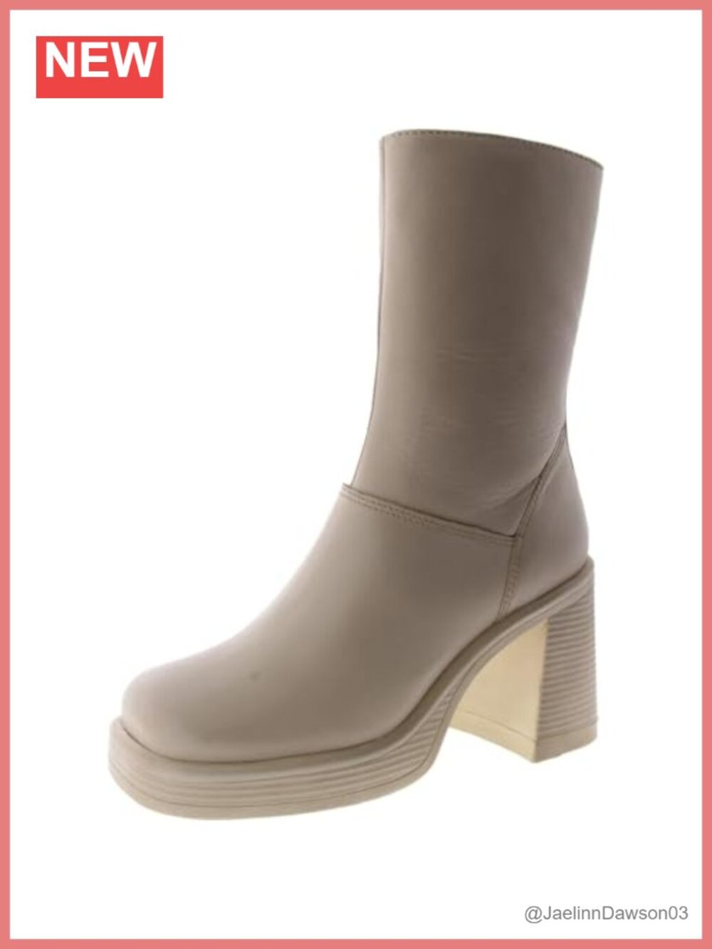 Steve Madden Fantsie Heeled Ankle Boot Square Toe Leather Mid-Calf Bootie
